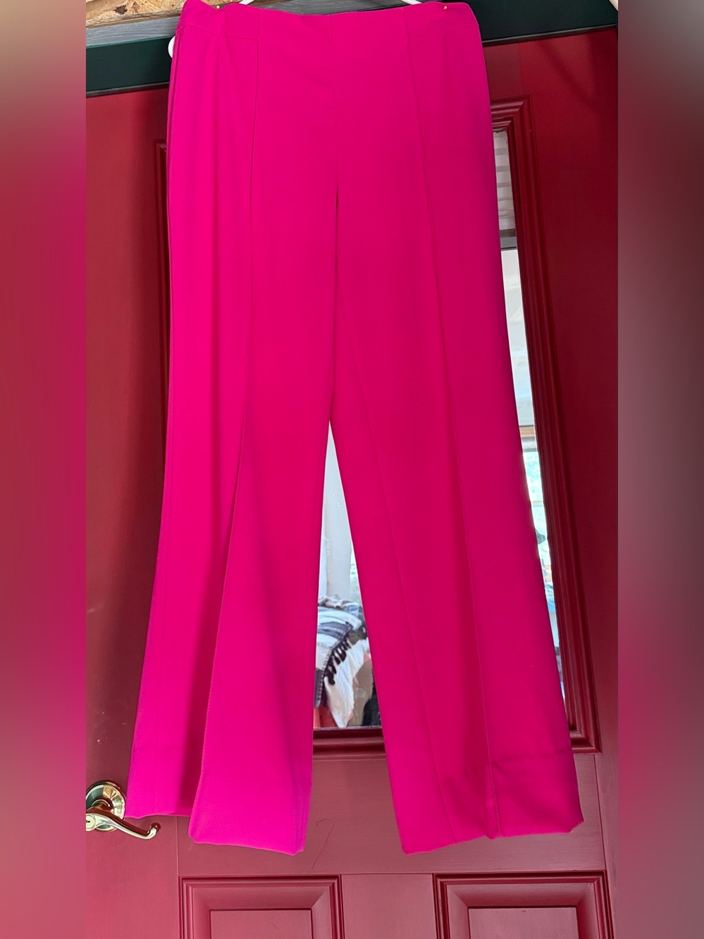 Zara Wide-Leg High-Rise Pants in Bright Pink